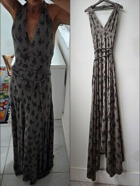 Faith Connexion Gauzy Open Back Dragon Print Rinestone "Faith" Maxi Dress